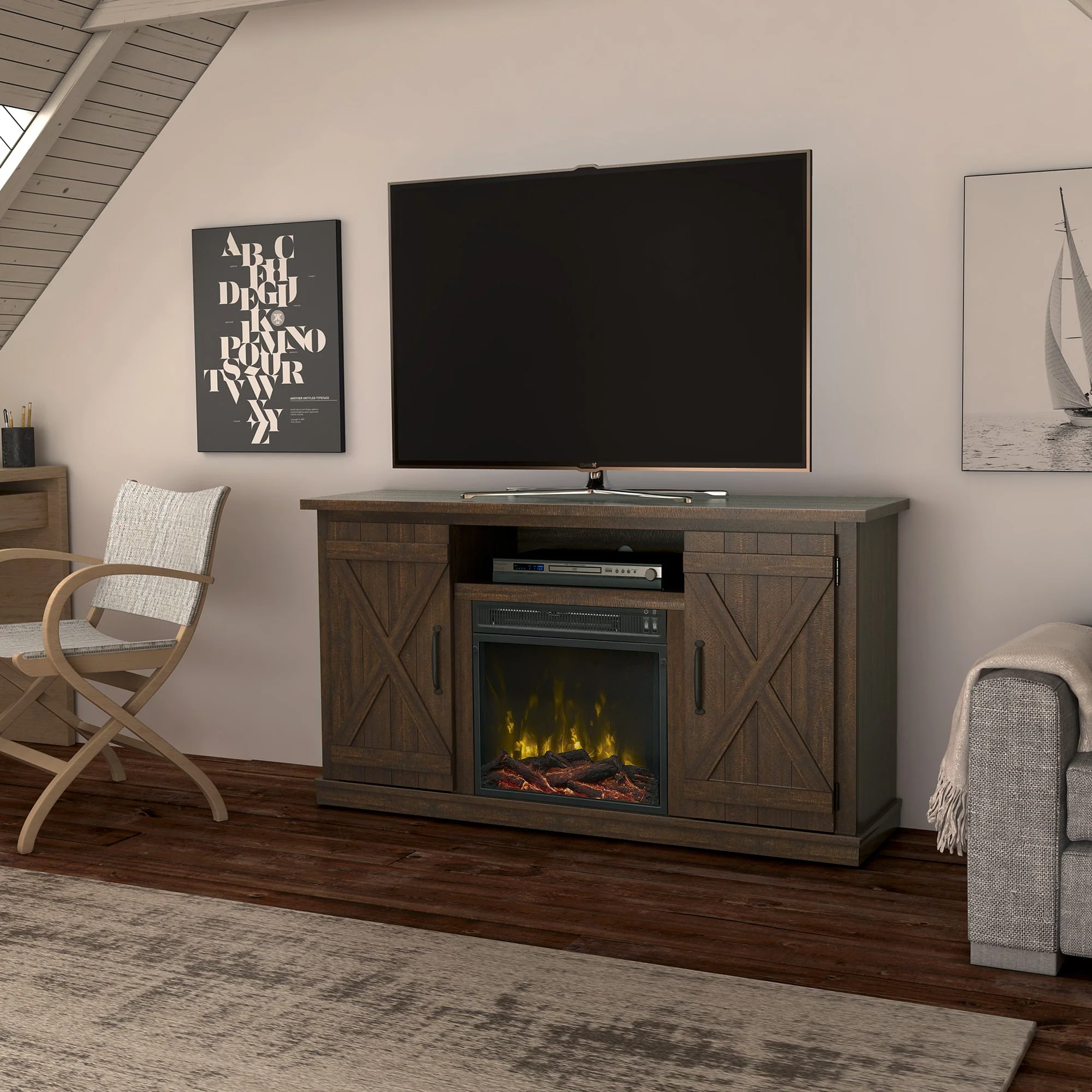 Cottonwood Electric Fireplace TV Stand Media Console
