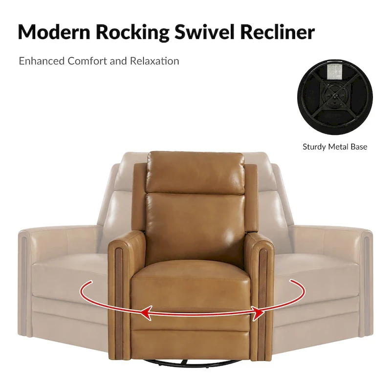 Jaime Modern Genuine Leather Power Rocking Swivel Recliner with Adjustable Headrest and Footrest Set of 2 by HULALA HOME