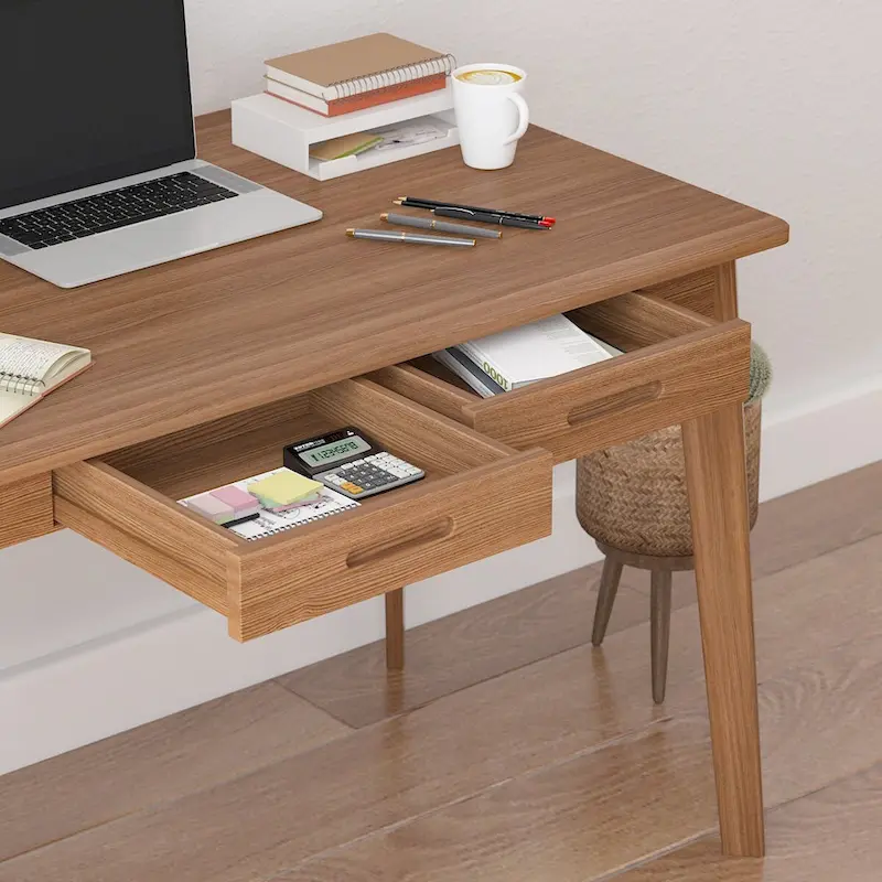 Wood Desk - 39.4W, Multi-Functional, Rounded Corners, Optional Drawers, Easy Assembly