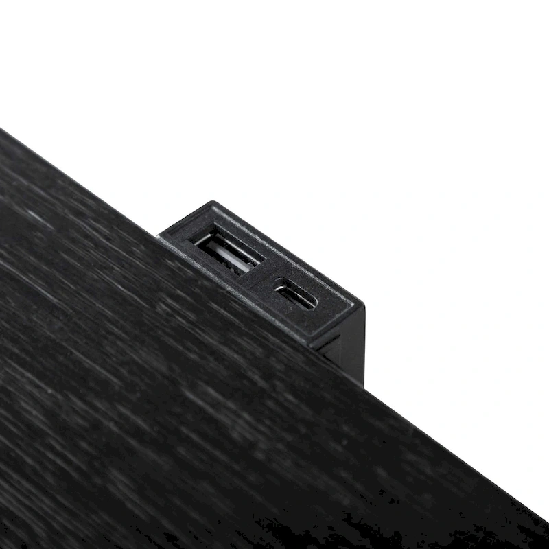 Furniture of America Alaric Modern Black Solid Wood 3-Piece Bed and 2 Nightstand Bedroom Set With LED Headboard