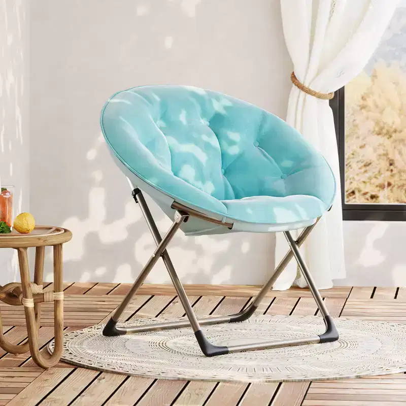 Comfy Saucer Chairs, Folding Reading Lounge Chair, Cozy Faux Fur Living Room Chair with Soft Thick Padded Seat Metal Frame, Modern Style Home