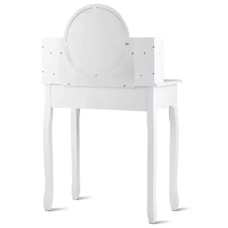 Costway Makeup Vanity Table Drawers Oval Dressing Table Kids Gift
