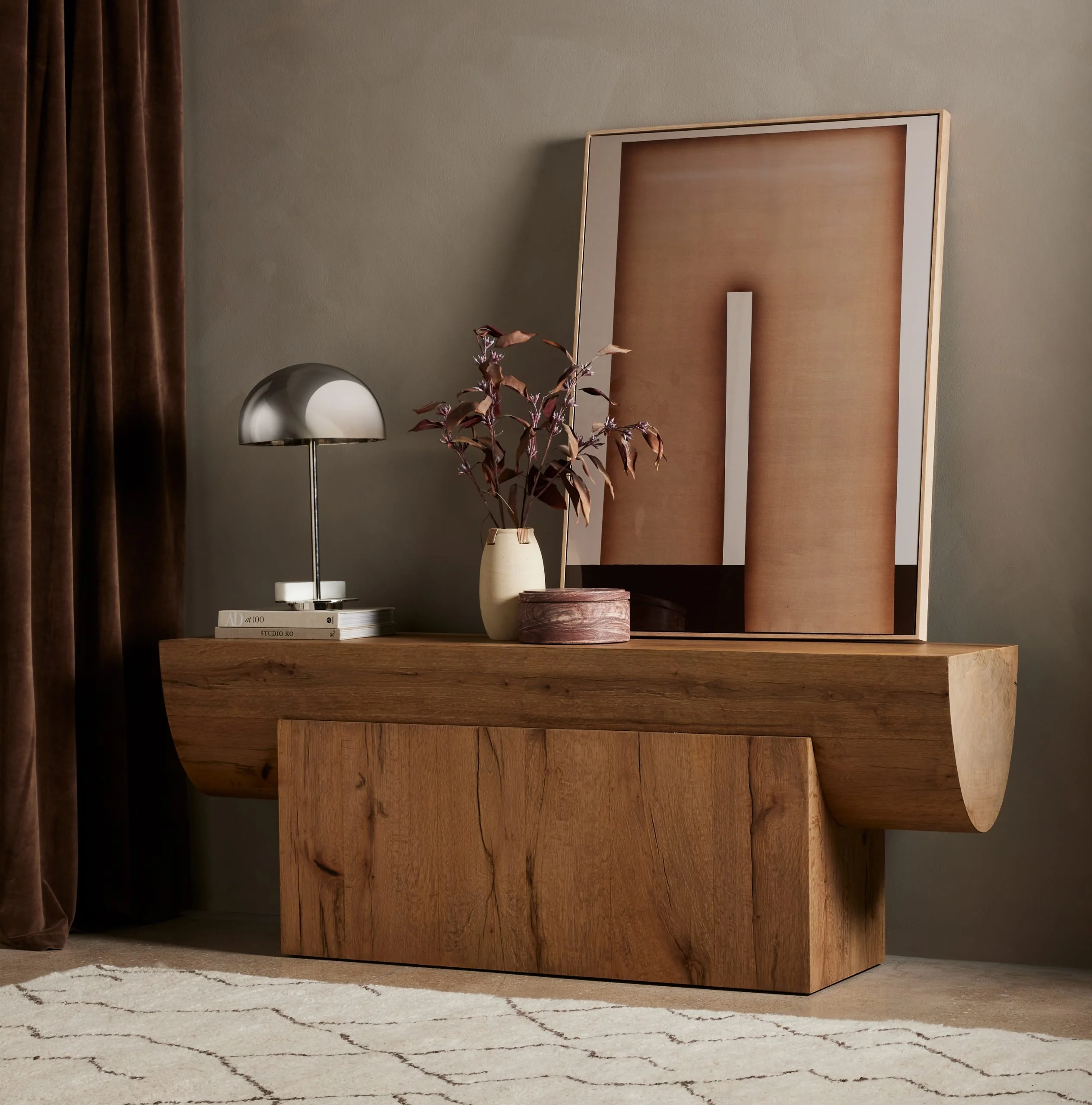 ELBERT CONSOLE TABLE-RUSTIC OAK VENEER