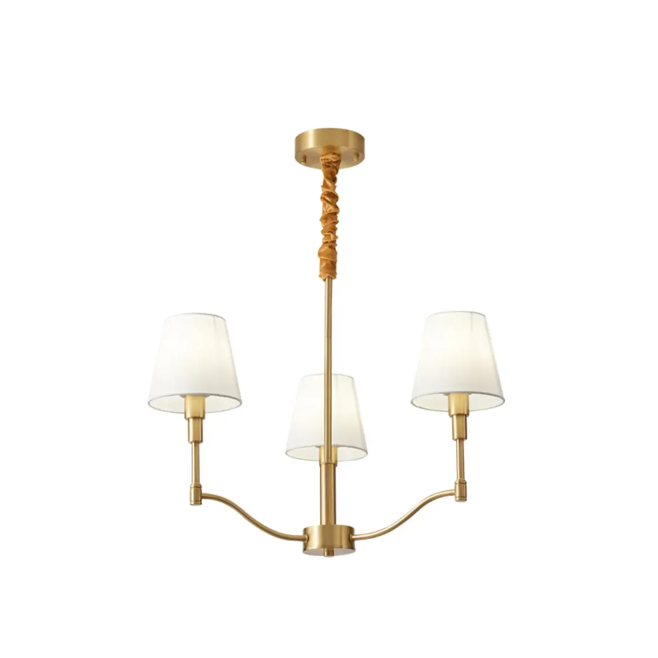 Modern 3-Light White Chandelier with Fabric Shades