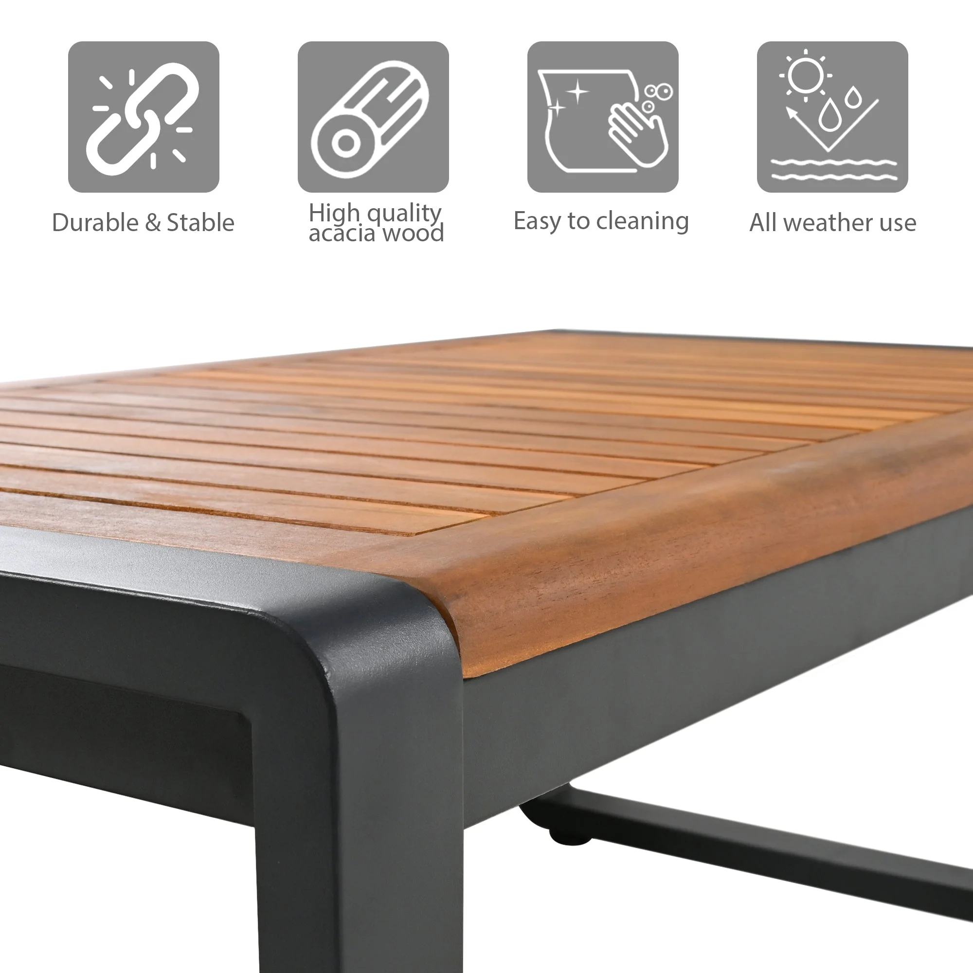 Metal and Wood Frame 4-pieces Outdoor Furniture Sofa Set