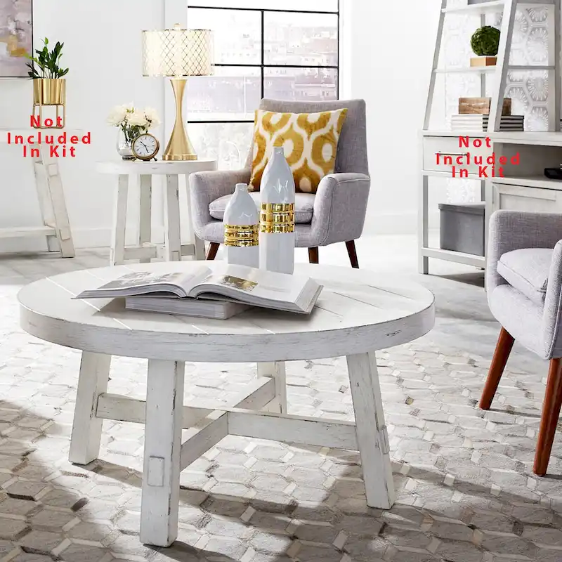Modern Farmhouse Flea Market White Distressed 3 Piece Set