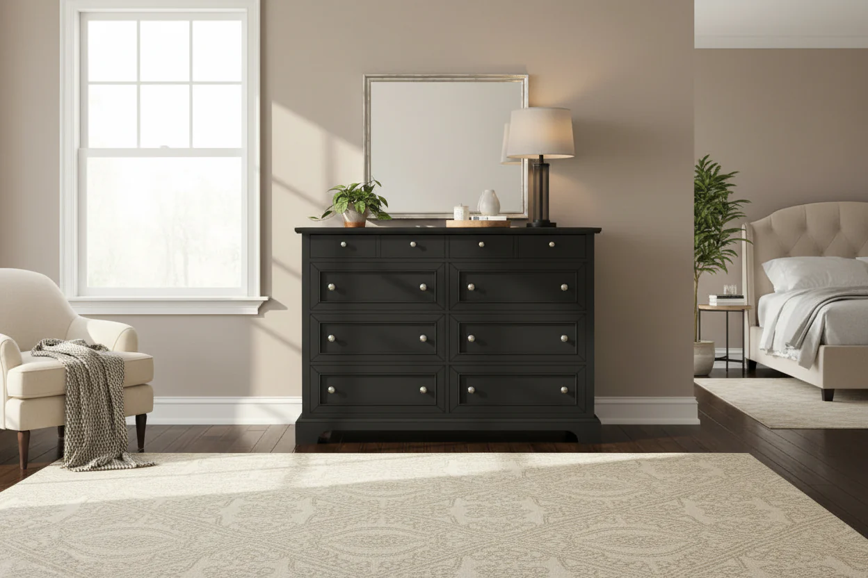 Bedford Black Wood Dresser and Optional Matching Mirror by Home Styles