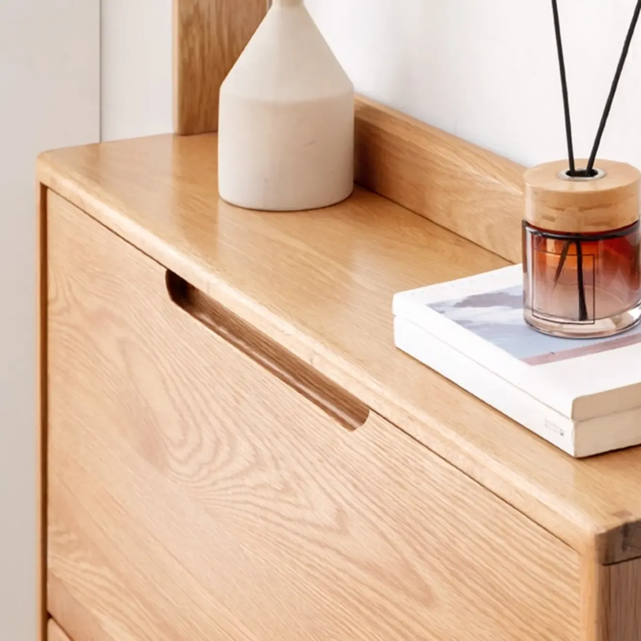 Entryway Oak Drop Front Shoe Cabinet with Display Top