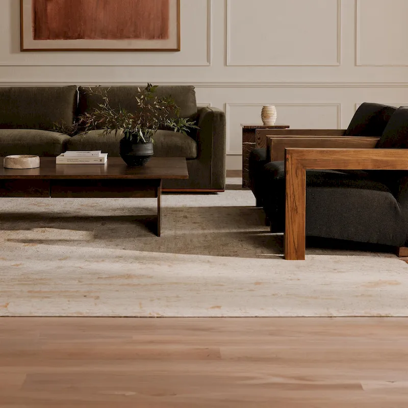 NADAAL STUDIOS Rio Modular Sofa With Rubber Wood Base - 136.2W x41D x23.6H