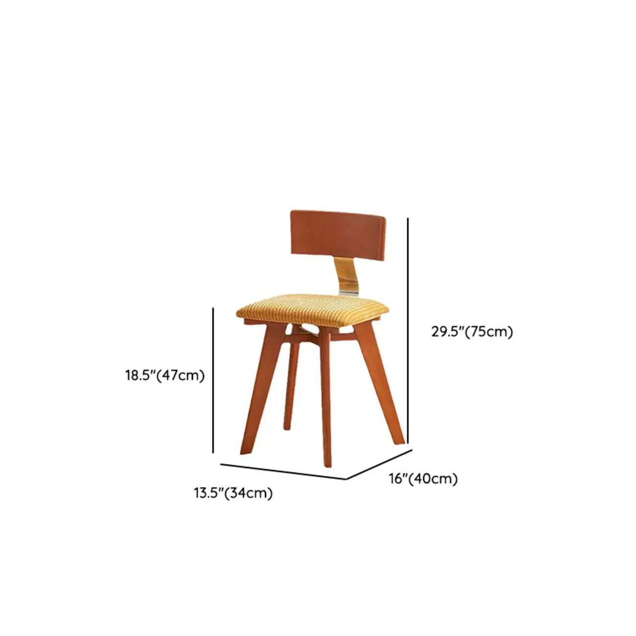 Mid-century Modern Cushioned Wooden Armless Dining Chair