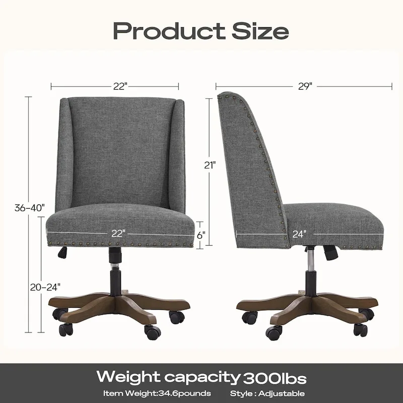 Huimo Home Office Desk Chair with Wheels, 360 Swivel