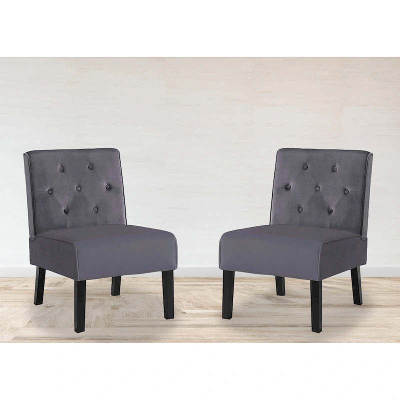 US Pride Nixon Velvet Tufted Back Accent Chair Set of 2