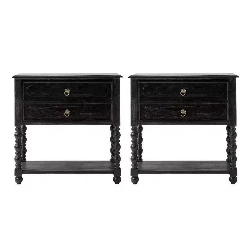 Jerardo 30 Tall 2-Drawer End Table with Built-in Charging Outlets Set of 2|ARTFUL LIVING DESIGNS