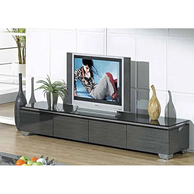 Creative Images Grey and Mirrored Glass TV Entertainment Stand