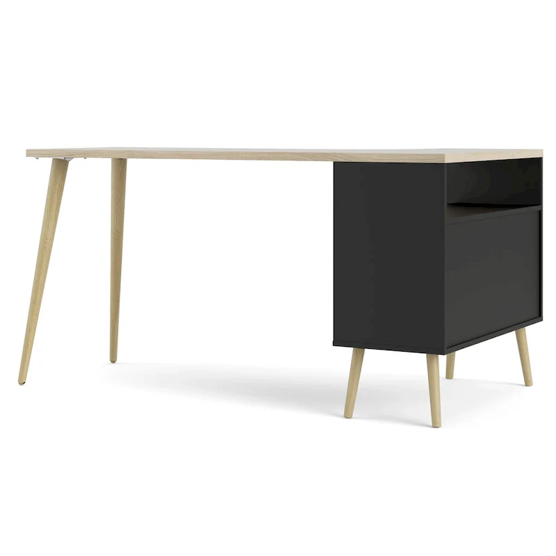 Kristiansund L-Shaped Desk - 2 Drawers, 3 Shelves, Corner Office Desk