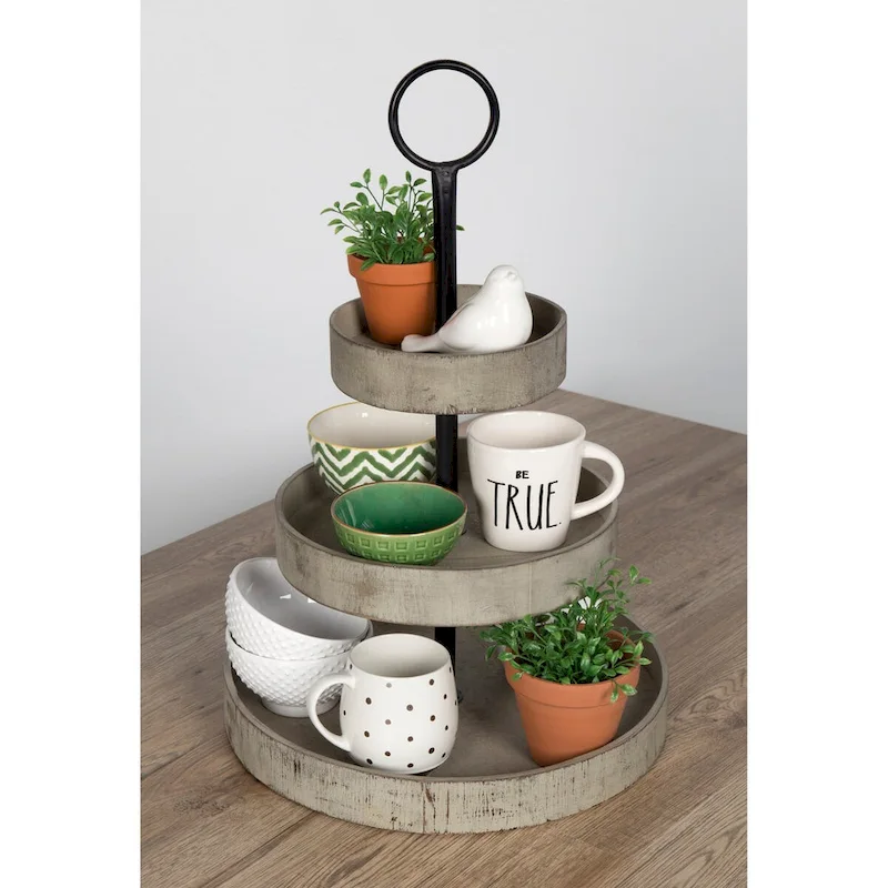 Kate and Laurel Woodmont 3 Tiered Wood Tray - 3 Tier