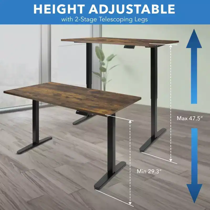 Mount-It! Electric Sit-Stand Desk with Tabletop - Black/Oak