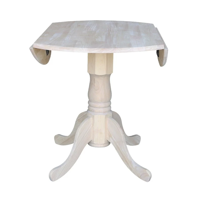 Solid Wood Round 36-inch Drop-leaf Dining Table - Unfinished