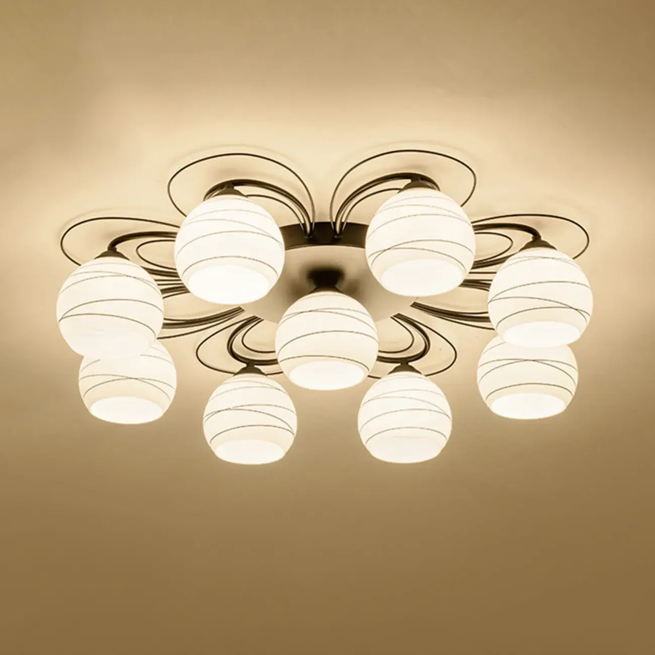 Traditional Black Cylinder Glass Semi-Flush Mount Ceiling Light