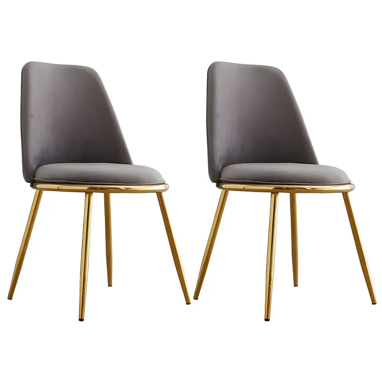 Glam Scandinavian Leather Armless Dining Chairs Metal Frame