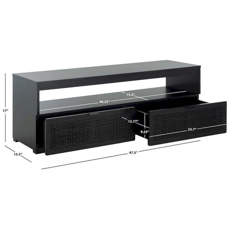 SAFAVIEH Kaitlyn 2-Drawer 1-Shelf Entertainment Media Stand (Fits Up To 55  Flatscreen TV) - 48Wx16Dx17H