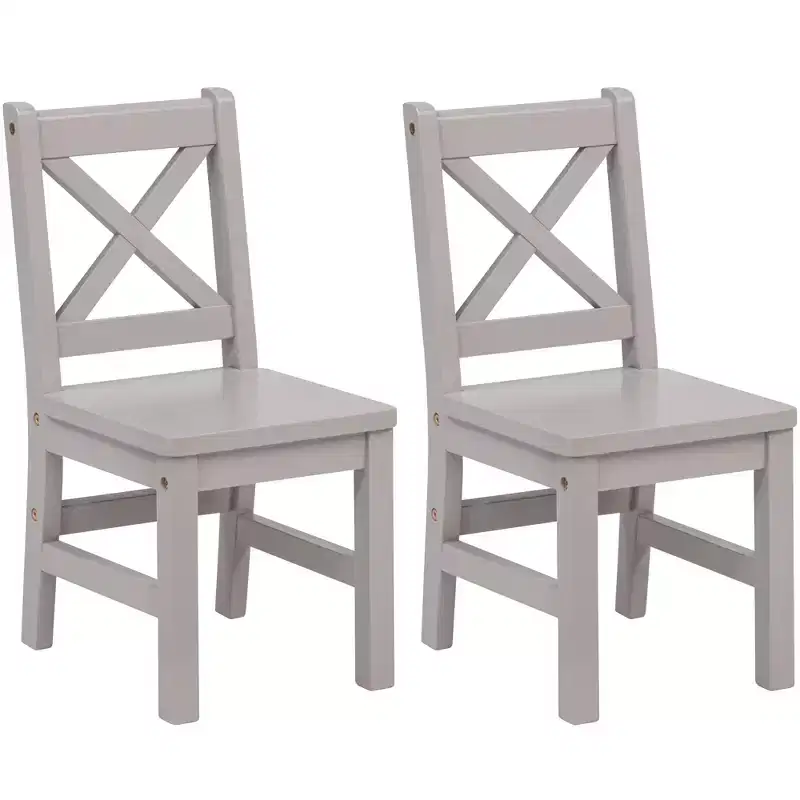 eHemco Solid Hard Wood X Back Kids Chair, Set of 2