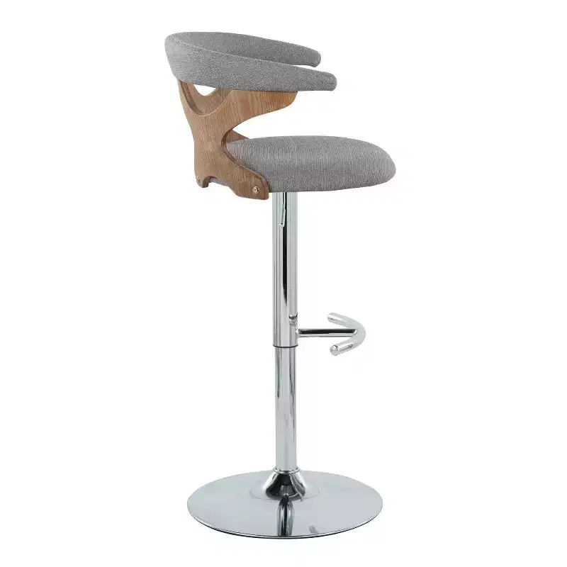 LumiSource Set of 2 Gardenia Adjustable Barstools Chrome Fabric