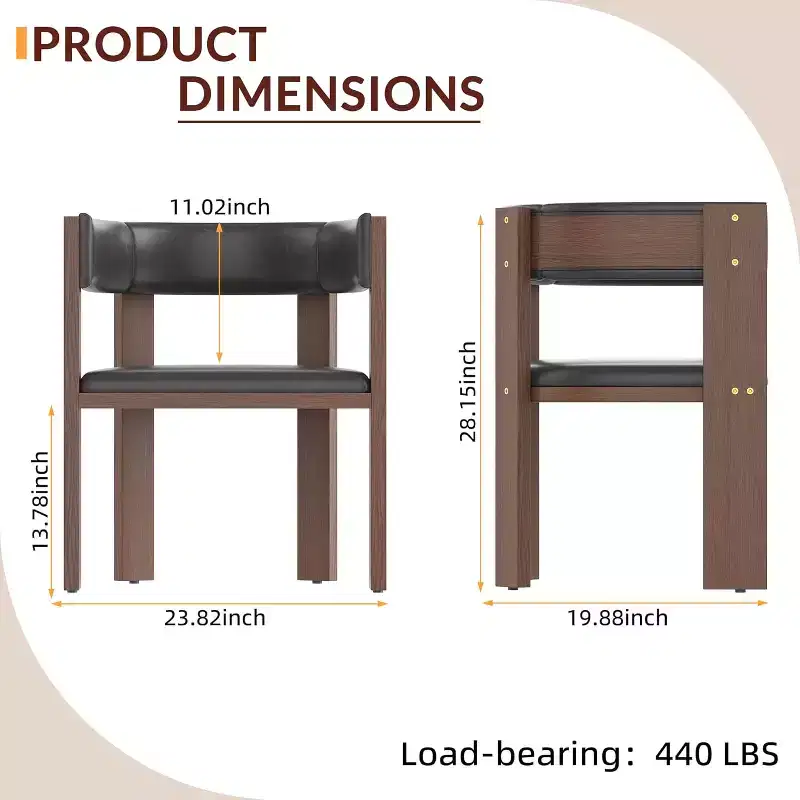 Dining Chair Set of 3,Modern Kitchen Chairs with Wood Frame & Curved Backrest for KitchenDining RoomLiving Room