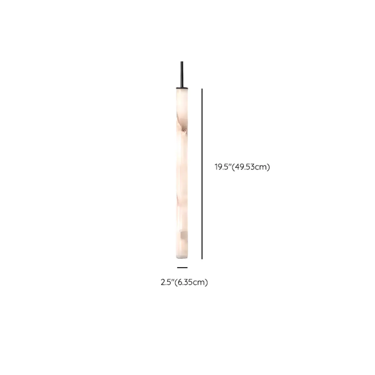 Modern Black Metal Alabaster Cylinder LED Pendant Light