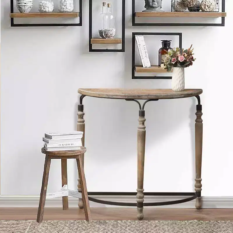 Brown Half Moon Console Table, 1-Piece