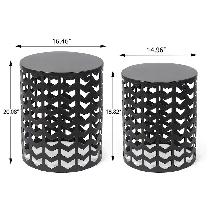 Adeco Set of 2 Round Nesting Side End Tables Set - Set of 2