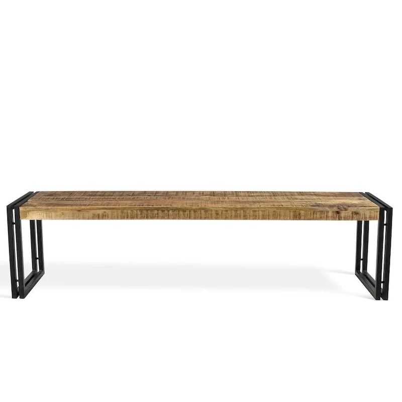 Timbergirl Handmade Reclaimed Wood and Metal Bench (India)