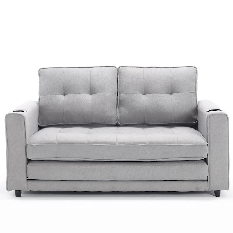 Foldable Tufted Loveseat with Pull Out Convertible Sleeper Couch Bed