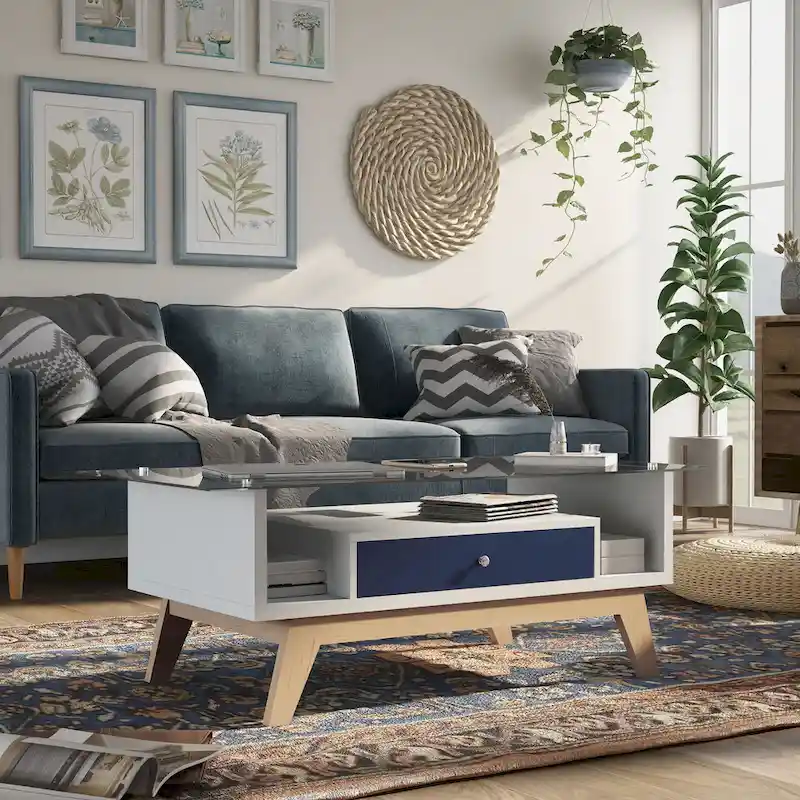 Tevi Modern 47-inch Glass Top 1-Shelf Coffee Table by Furniture of America