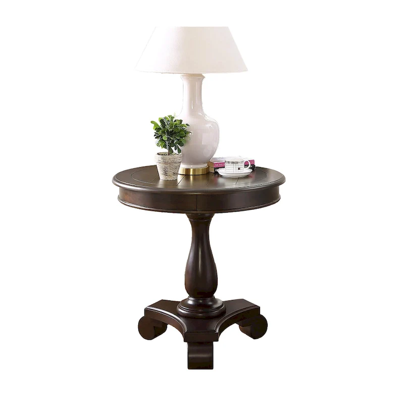 Round Wood Pedestal Side Table