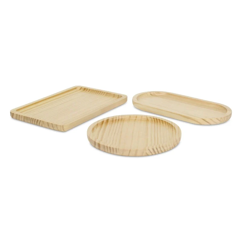 Kishen Ridge Round Natural Wood Glossy Tray
