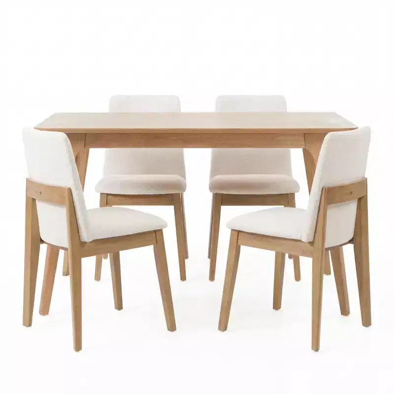 Gray Upholstered 5-Piece Rectangle Dining Set for 4