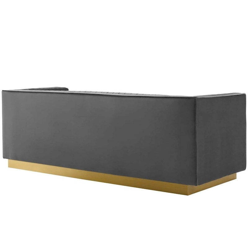 Silver Orchid Perez Vertical Channel Tufted Velvet Sofa