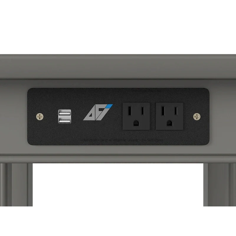 Mission-Style End Table with USB Charging Station – Grey, Solid Wood, Single