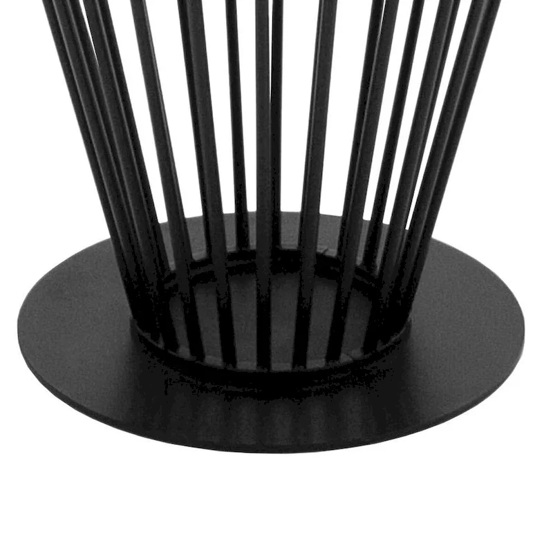 47 Inch Dining Table, Round Top, Modern Black Iron Metal Pedestal Base