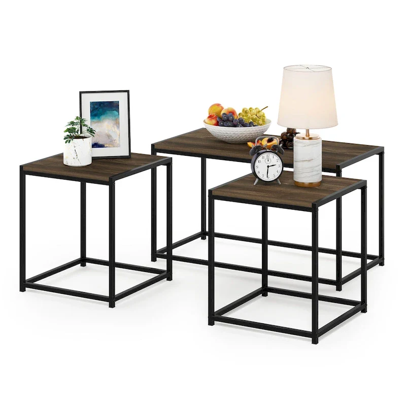 Furinno Camnus Modern Living Room Table Set with One Coffee Table and Two End Tables