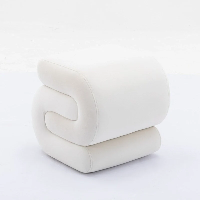 Velvet Fabric S-shape Ottoman Makeup Stool Footstool