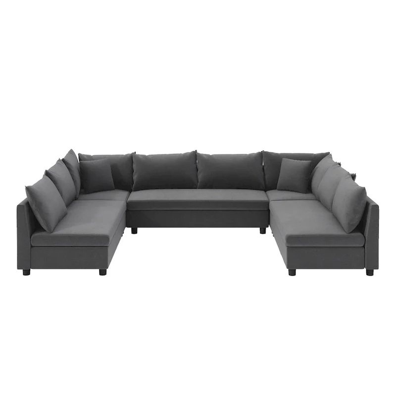 116 Chenille U-Shaped Modular Sectional Sofa, 8-Seater