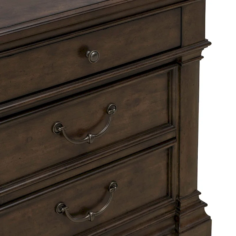 Arden Road Satin Cherry Bedroom Wood Nightstand with Charging Station