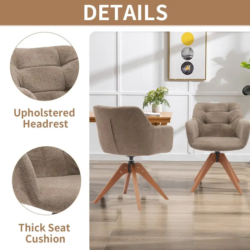 Suede Swivel Armchair Office Accent Arm Chair