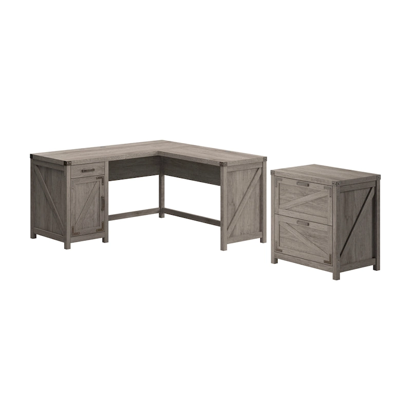 Knoxville 60W L Shaped Desk with File Cabinet by Bush Furniture