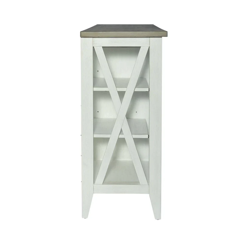 White Two-Tone Server Cabinet with Stemware Rack and Adjustable Shelves