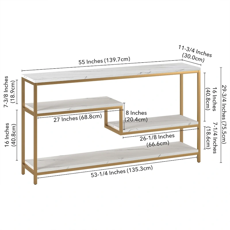 Mathis 55 Wide Rectangular Console Table with Faux Marble Top