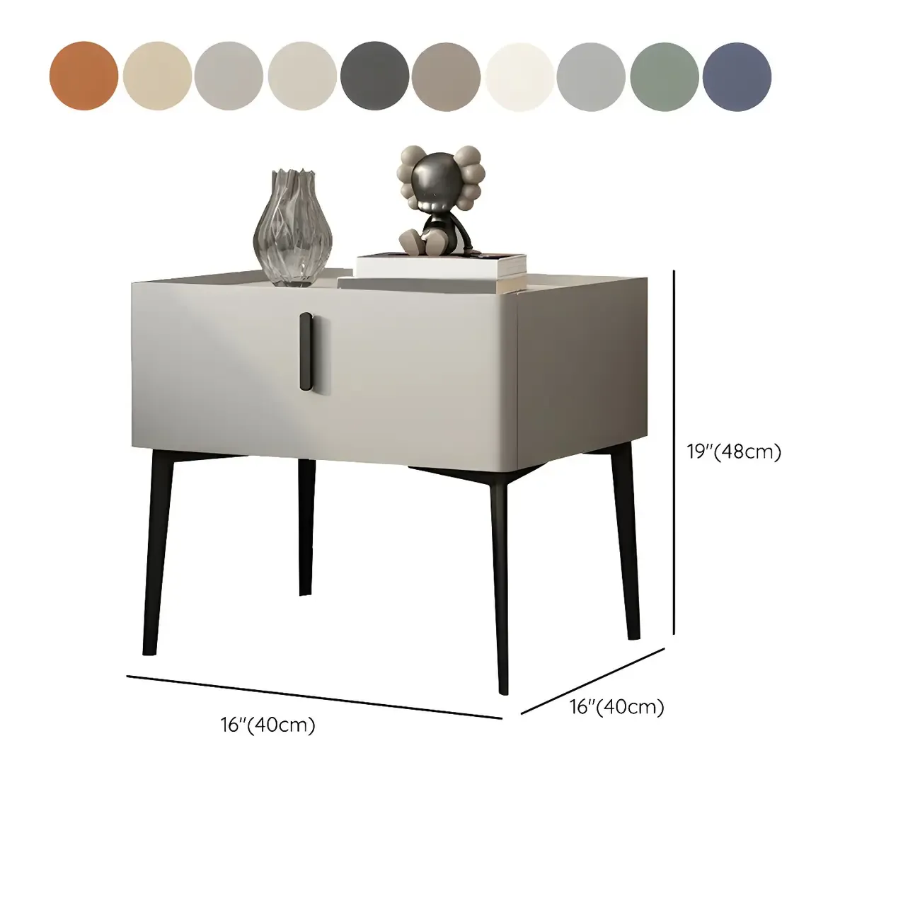 Trendy Narrow Cubic Wooden Nightstand with Legs