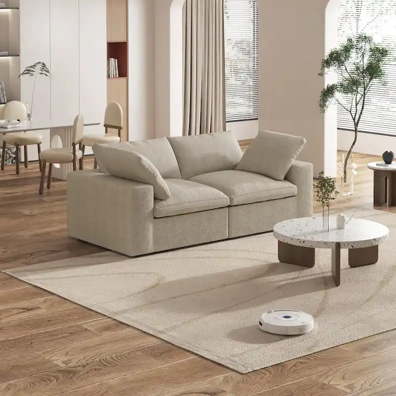 80 Linen Upholstered Loveseat Sofa Sectional Couch